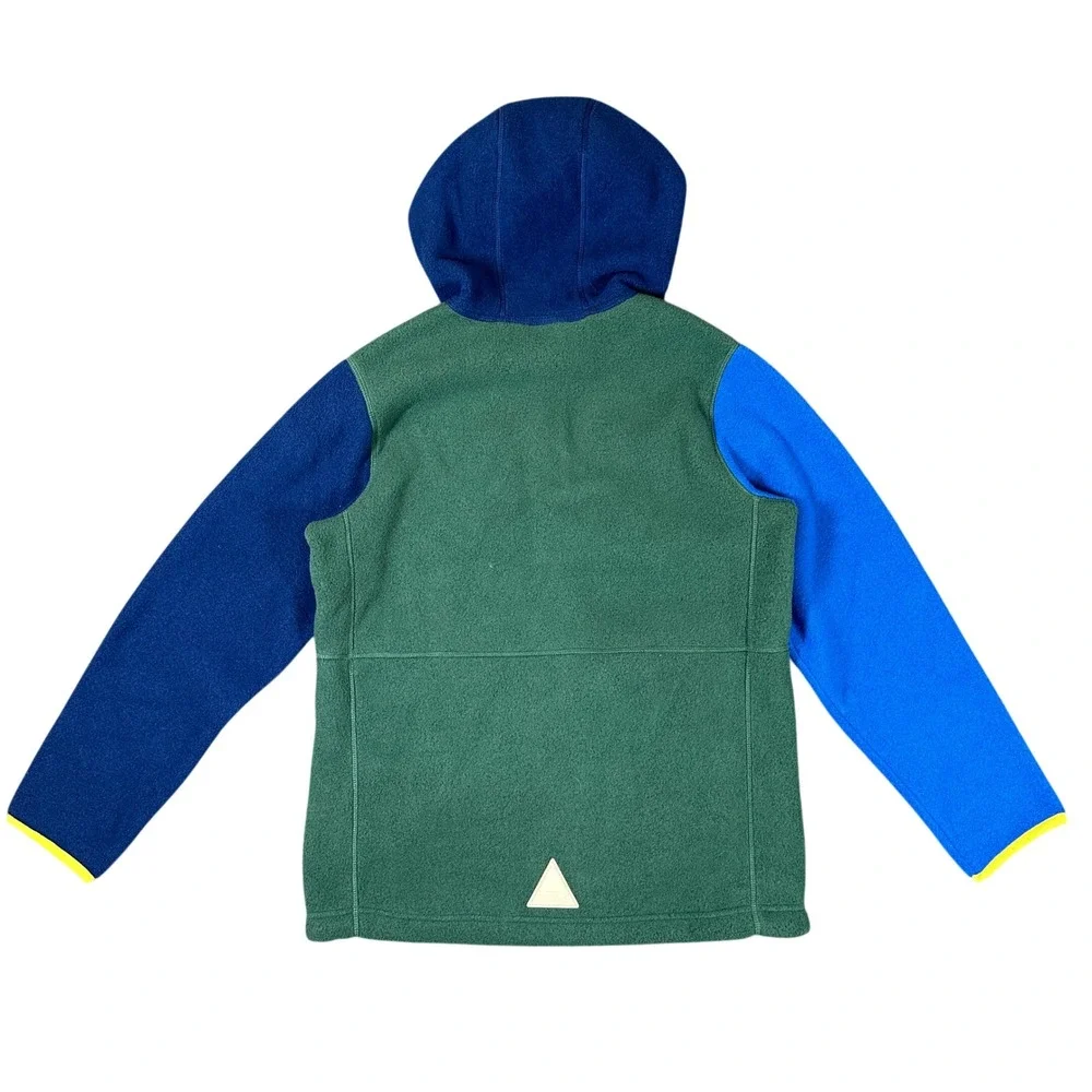 NWT LL Bean Kids Mountain Classic Fleece Hooded Jacket Colorblock Green L 14-16